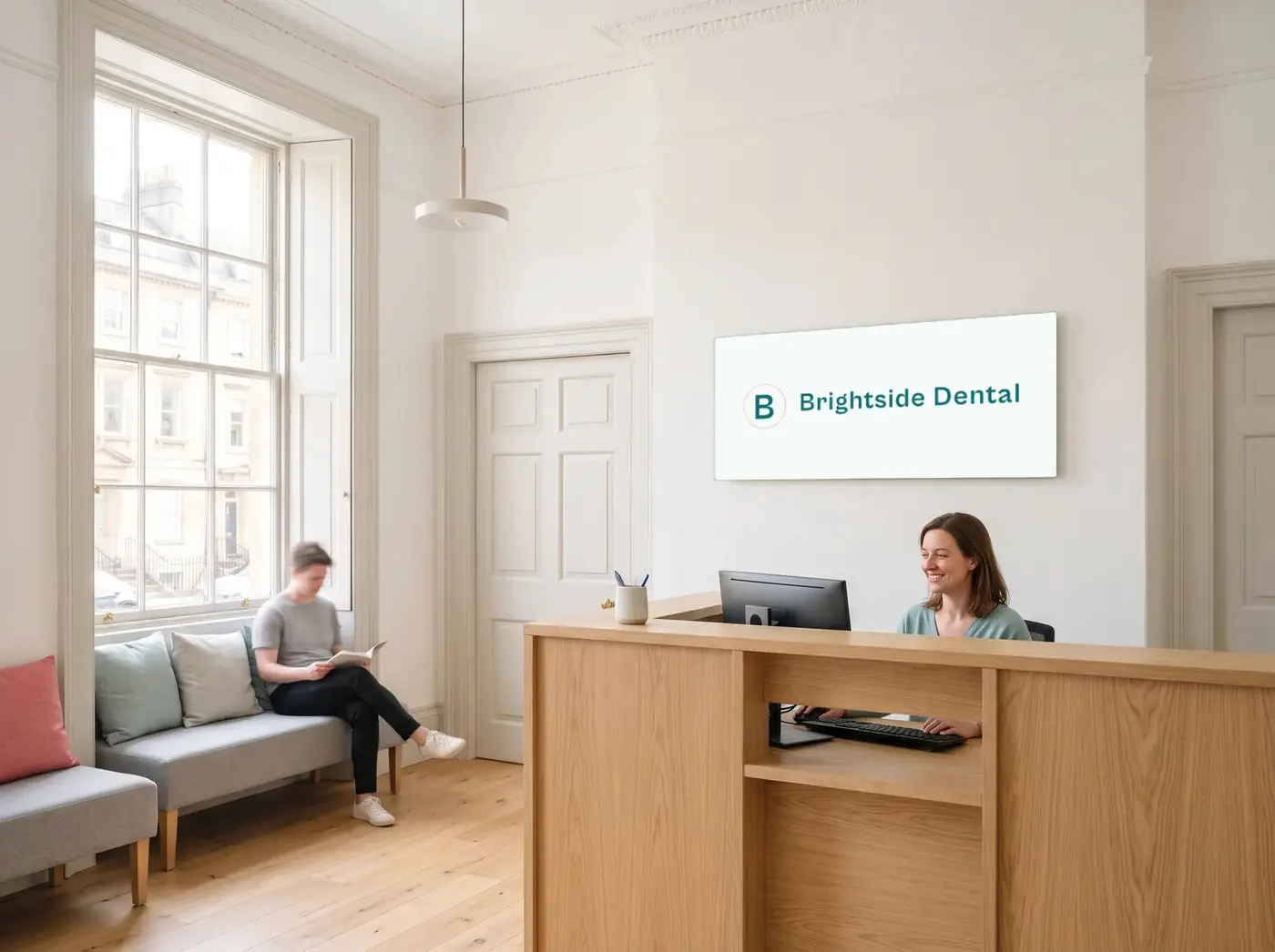 Brightside Dental: Reception sign