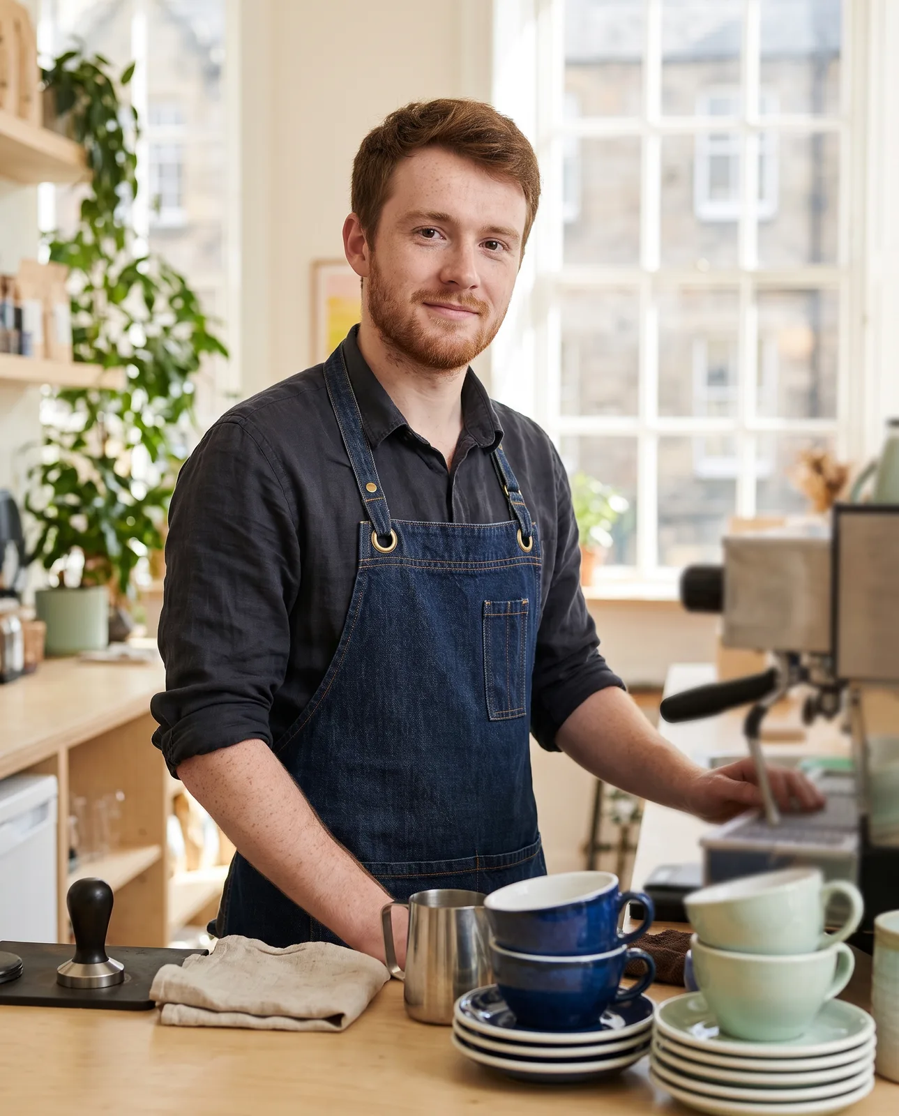 Luka Novak, head barista, at the espresso machine