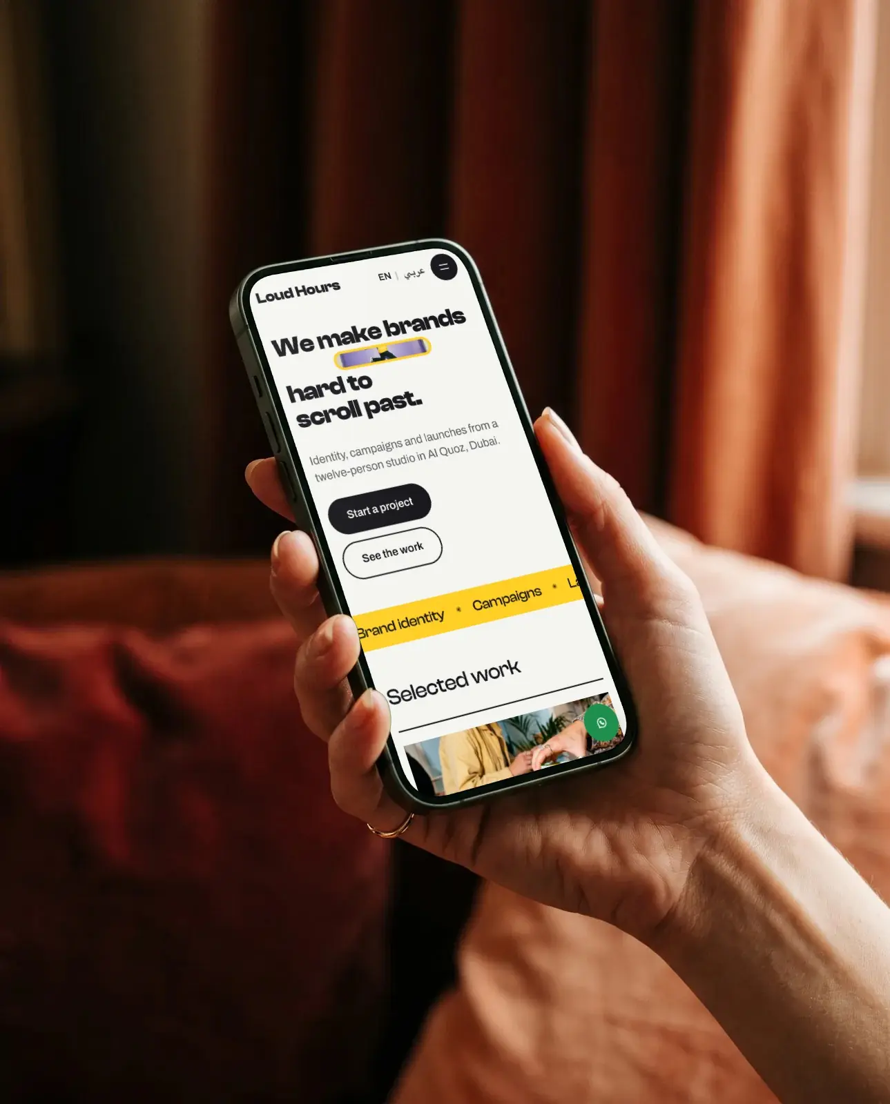 Loud Hours: The website on a phone