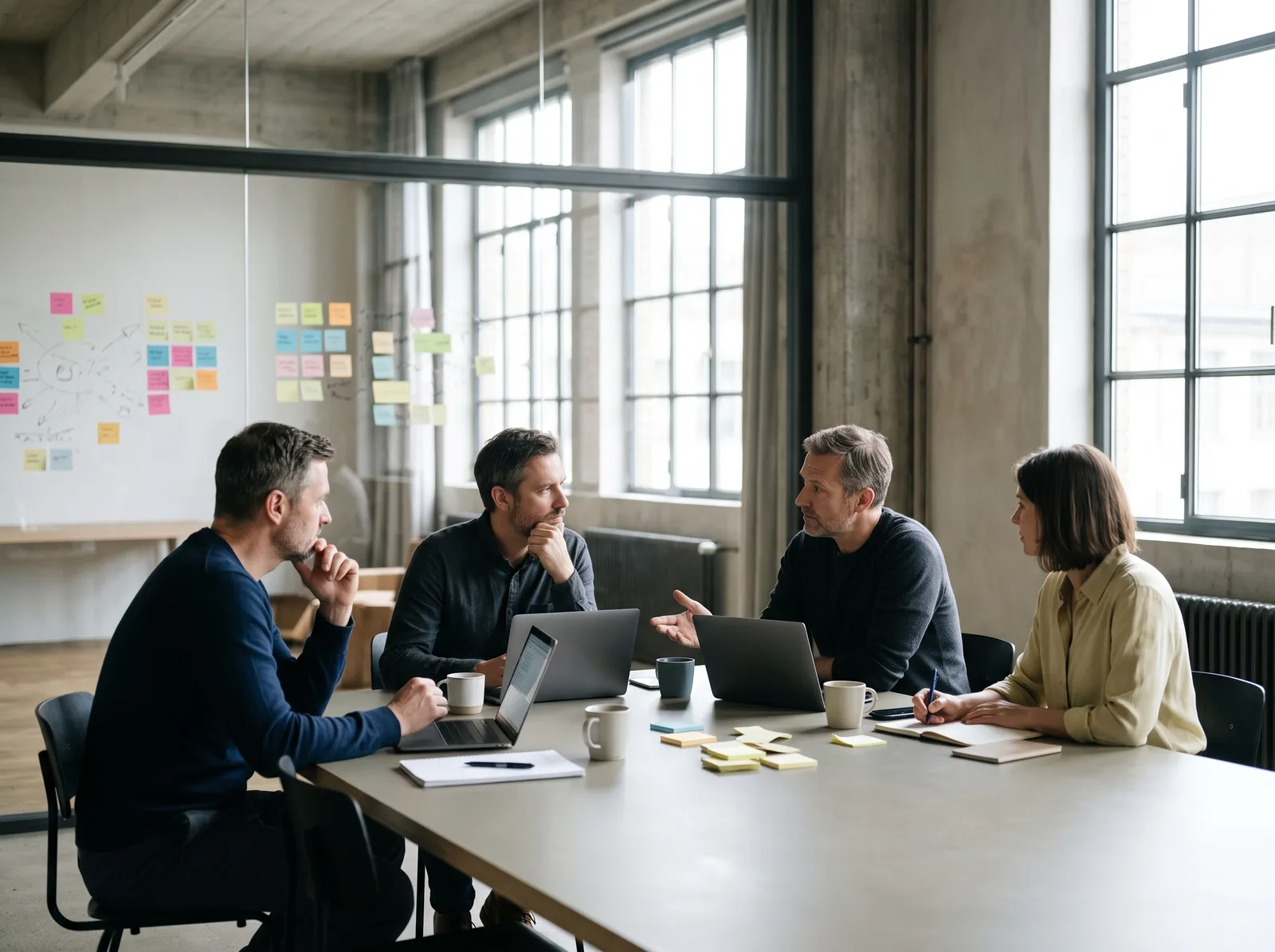 The Hollis team in a meeting around a table